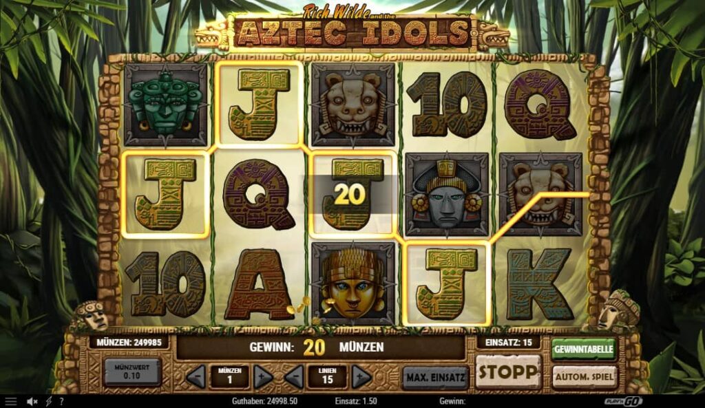 aztec idols slot win