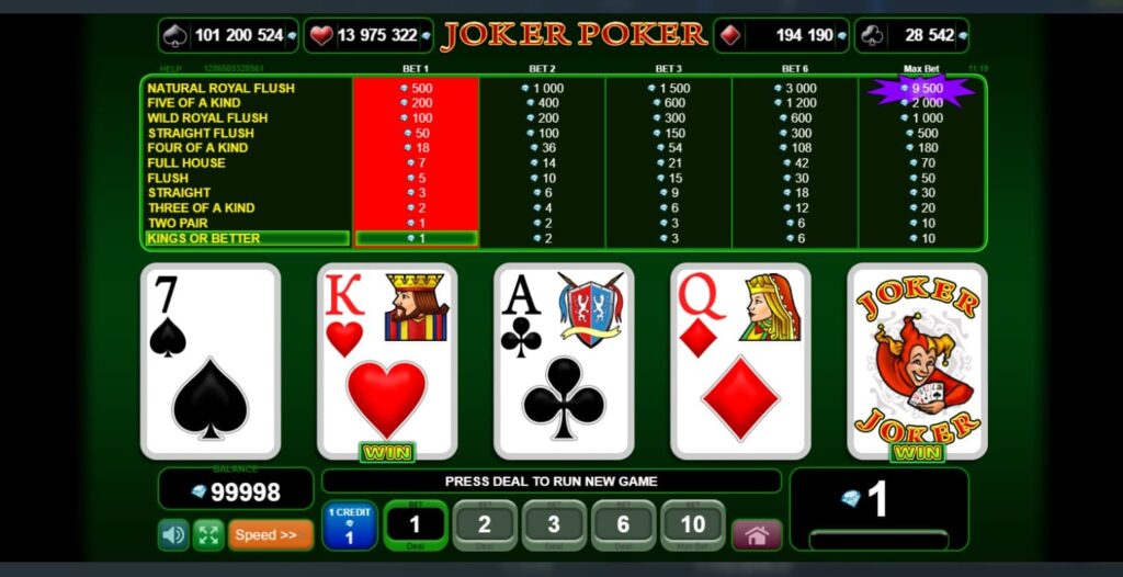 joker poker slot win