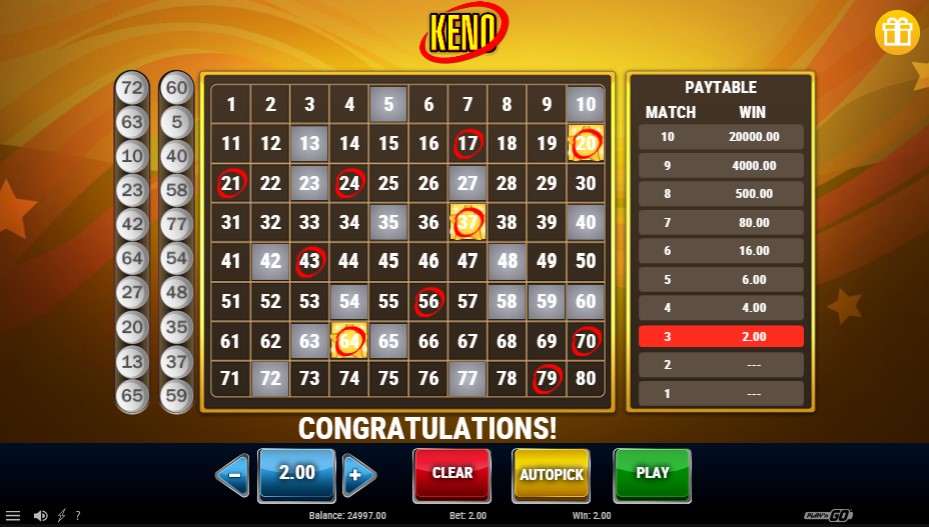 keno slot win