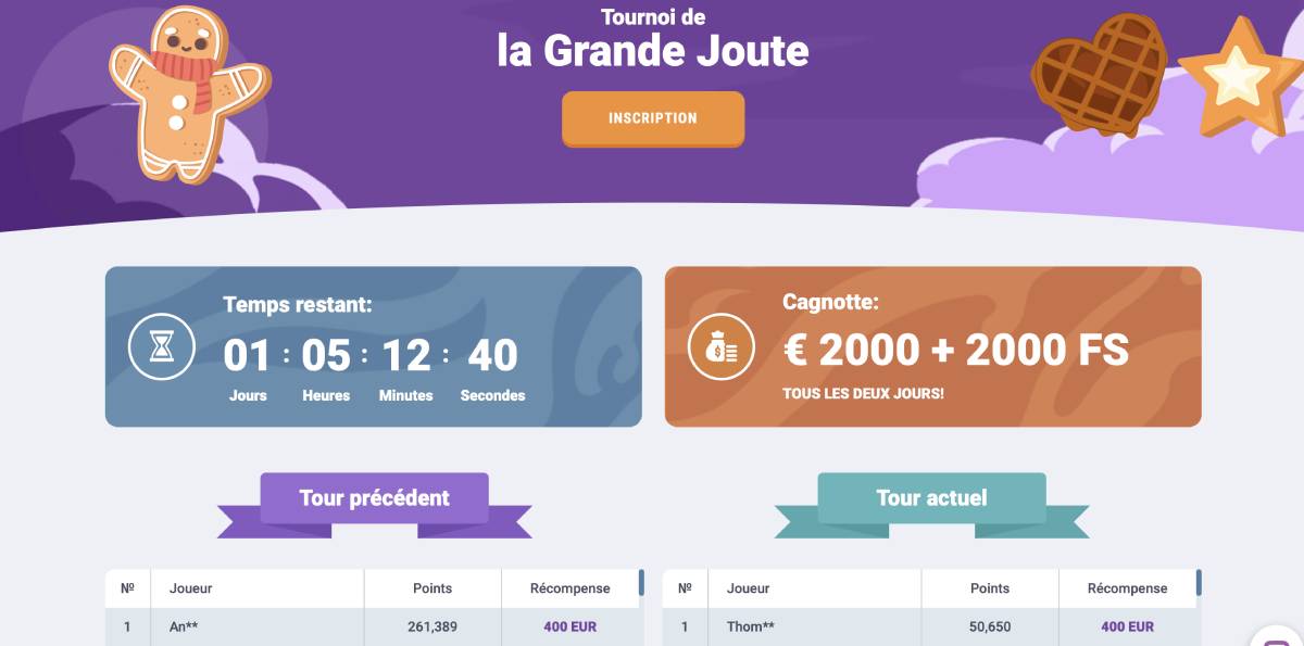 cookie casino tournois