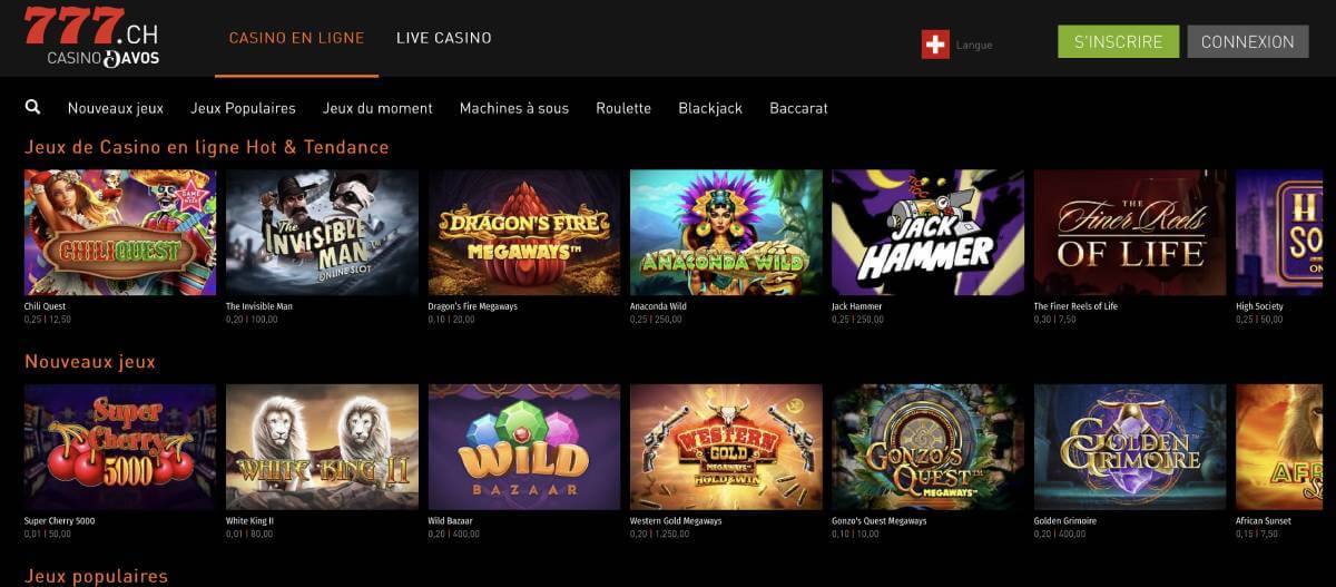 777casino.ch jeux